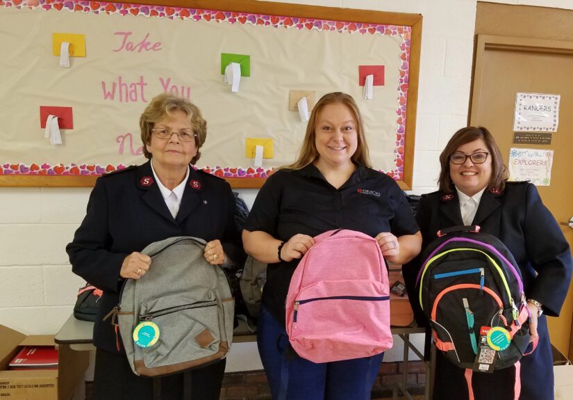 Kyla Miller joined forces with the Salvation Army in Wheeling to put together two dozen backpacks filled with spiral notebooks, folders, pencil bags, calculators, index cards, crayons, markers, glue and erasers. And it all started with a chance meeting in Target.
